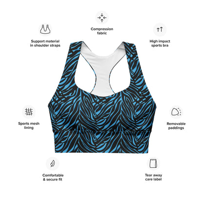 Azure Instinct Blue Longline Sports Bra