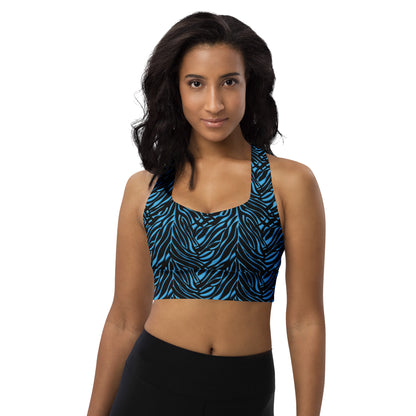 Azure Instinct Blue Longline Sports Bra