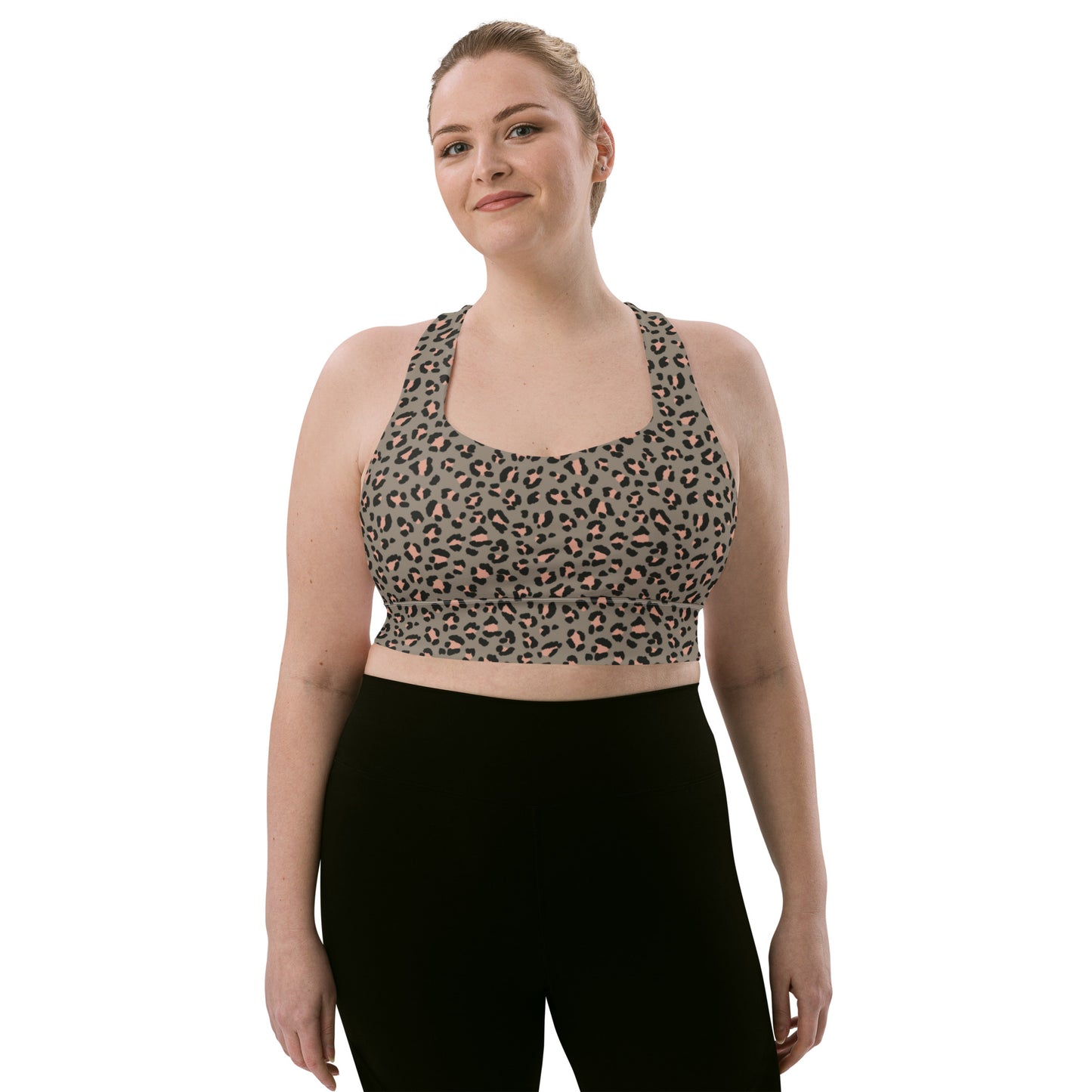 Grey Leopard Elite Longline Sports Bra