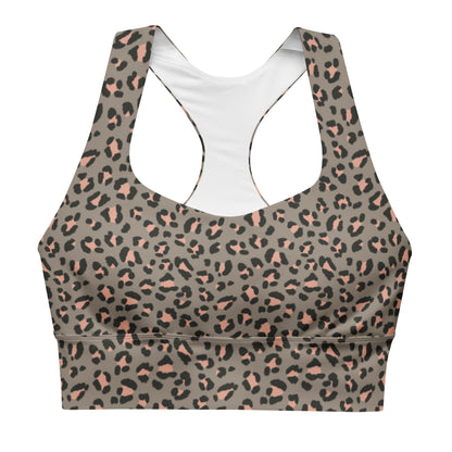 Grey Leopard Elite Longline Sports Bra