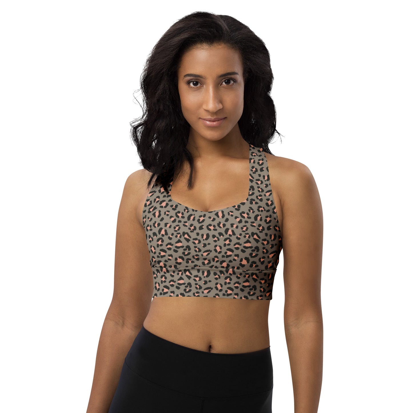 Grey Leopard Elite Longline Sports Bra