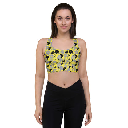 Golden Blossom Longline Sports Bra