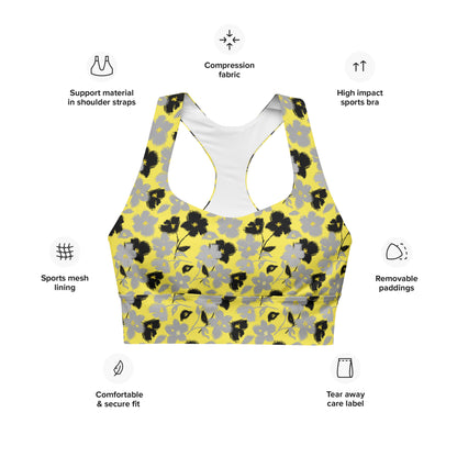 Golden Blossom Longline Sports Bra