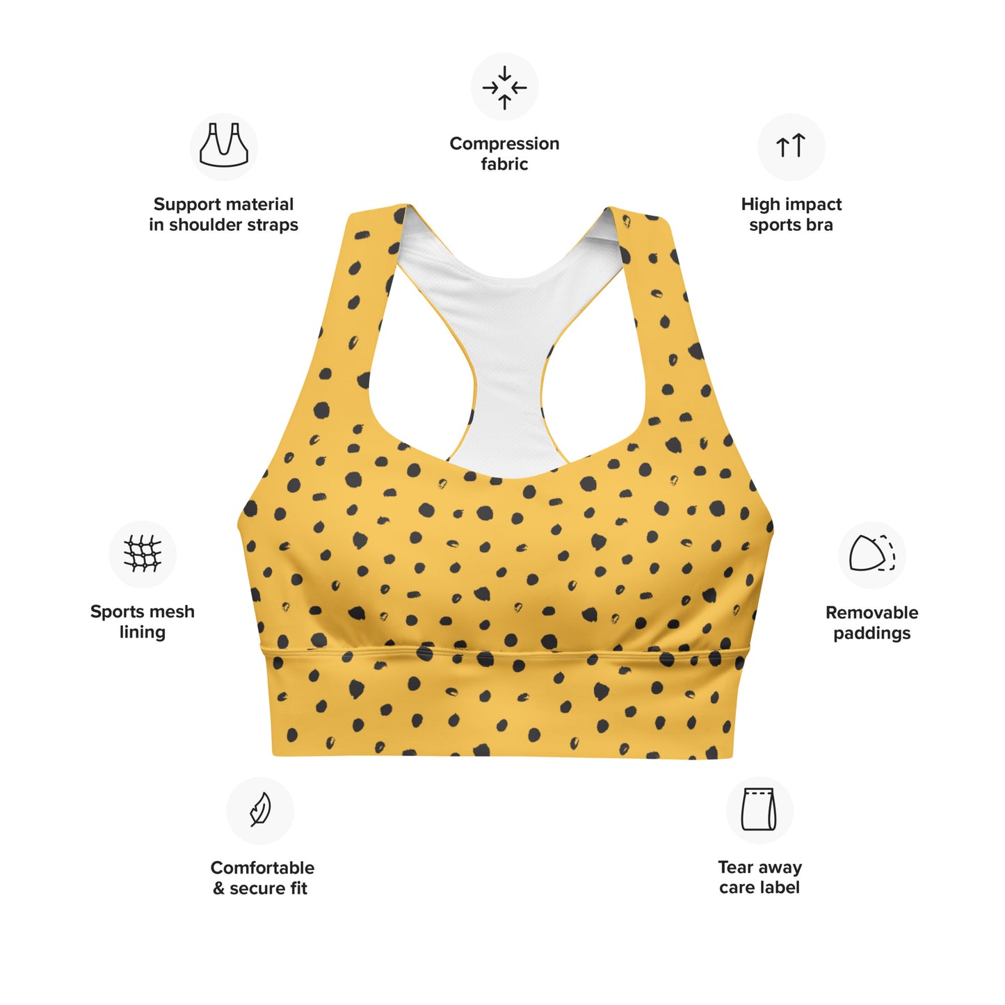 Golden Dots Longline Sports Bra