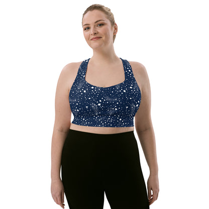 Starry Night Blue Longline Sports Bra