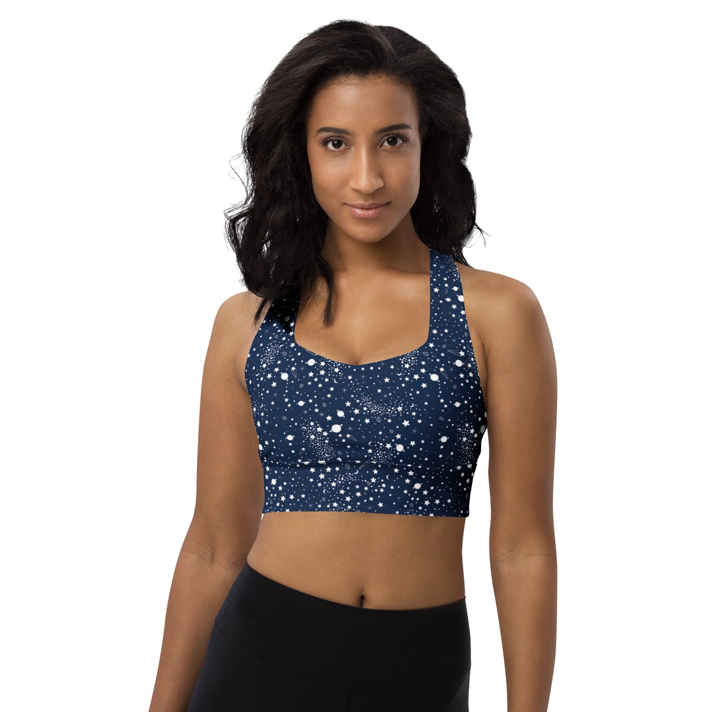 Starry Night Blue Longline Sports Bra