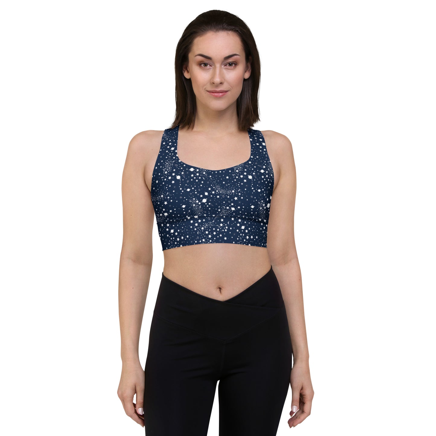 Starry Night Blue Longline Sports Bra