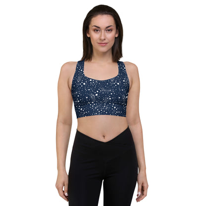 Starry Night Blue Longline Sports Bra