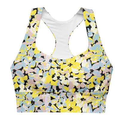 Scattered Floral Pattern Longline Sports Bra