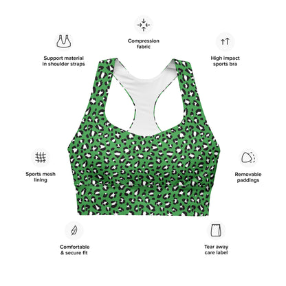 Green Leopard Longline Sports Bra