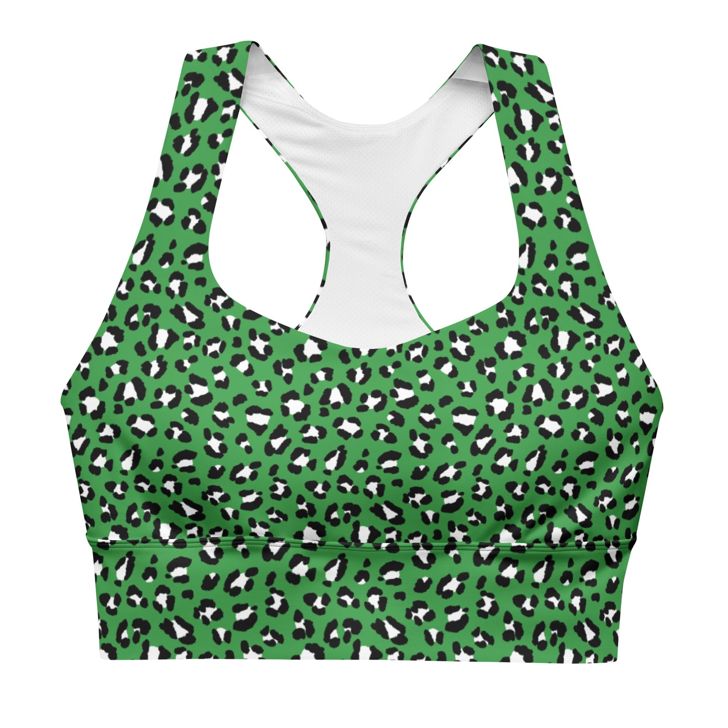 Green Leopard Longline Sports Bra