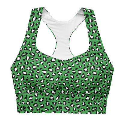 Green Leopard Longline Sports Bra