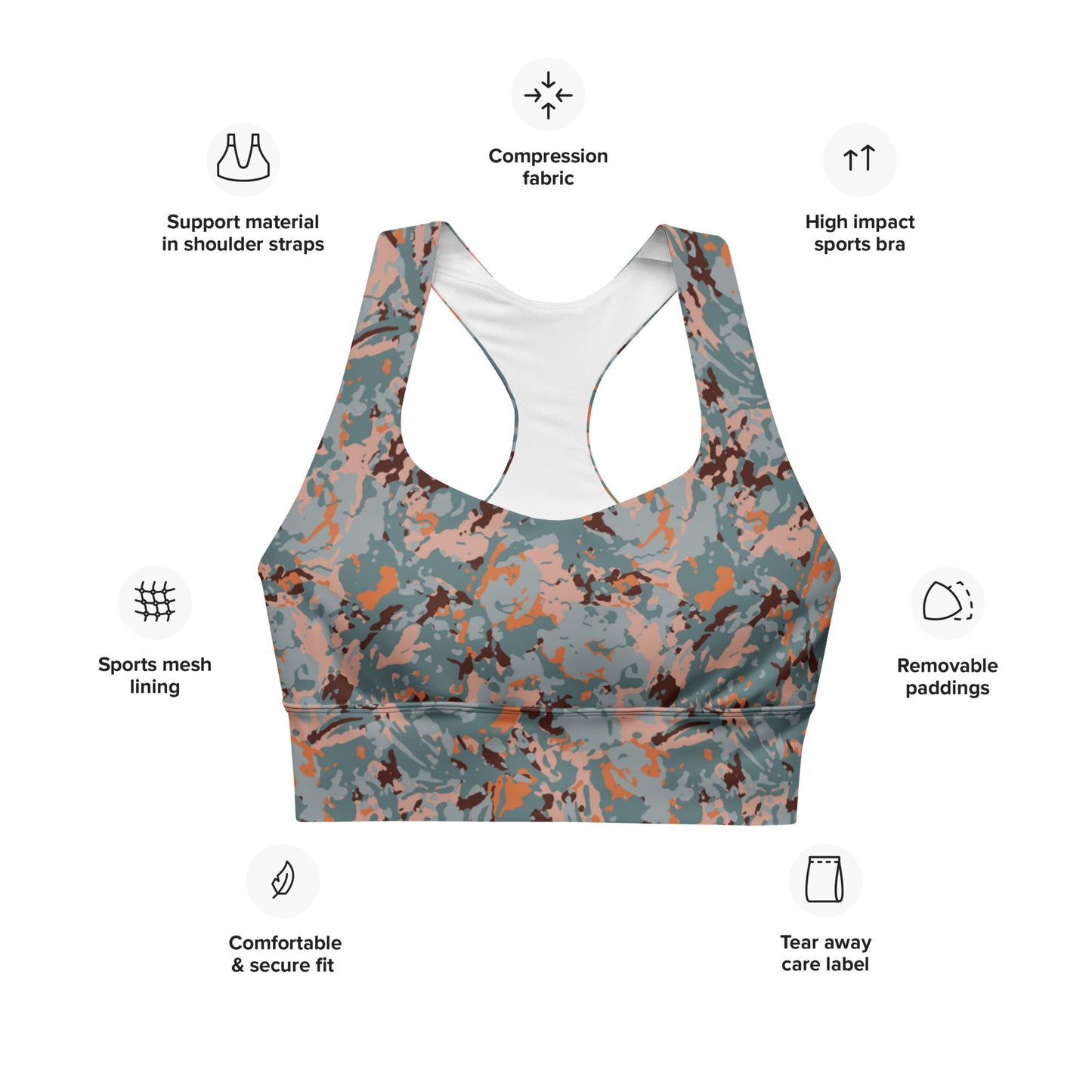 Marble Motion Longline Sports Bra