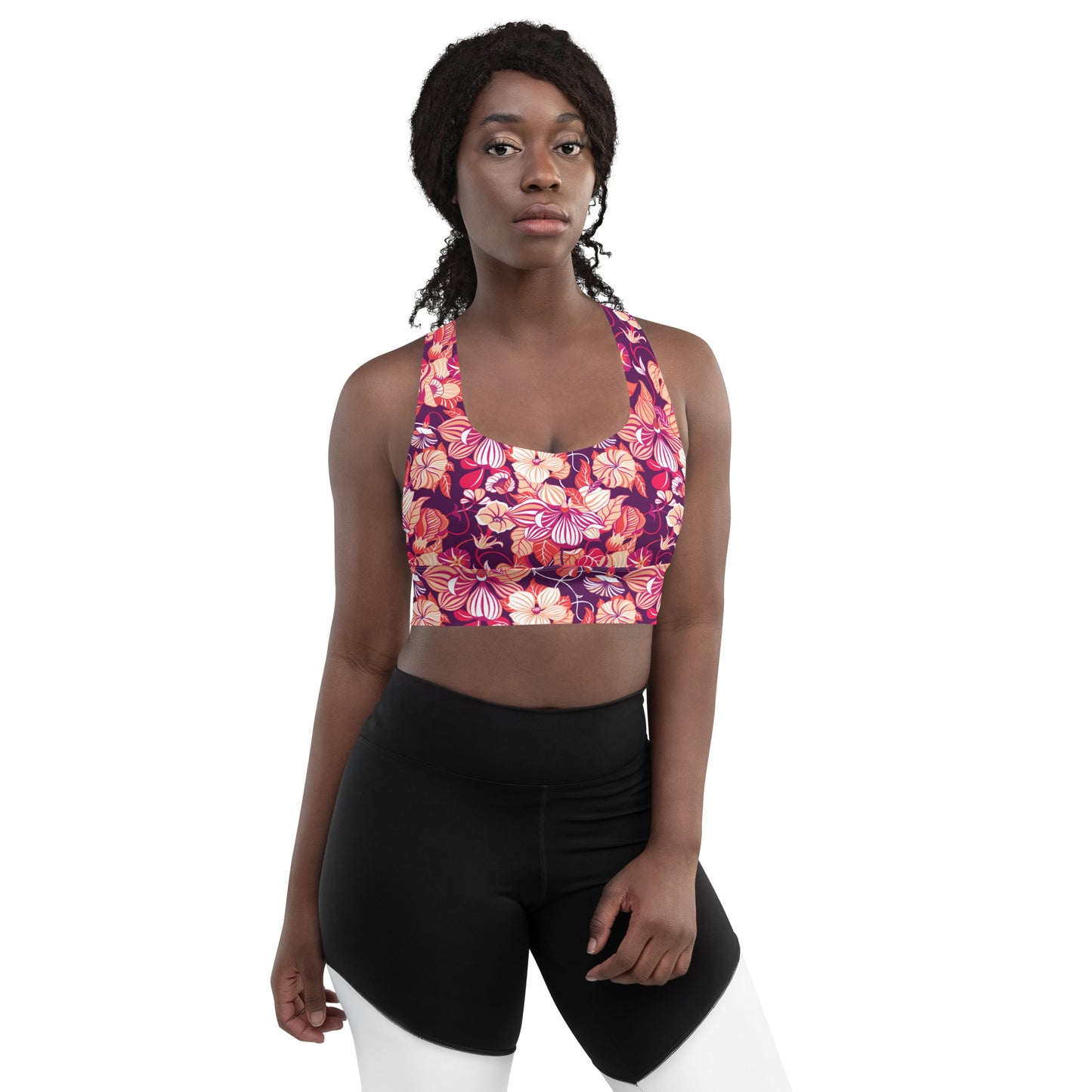 Mystic Petals Longline Sports Bra