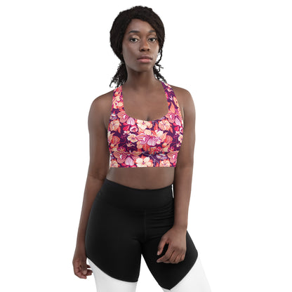 Mystic Petals Longline Sports Bra