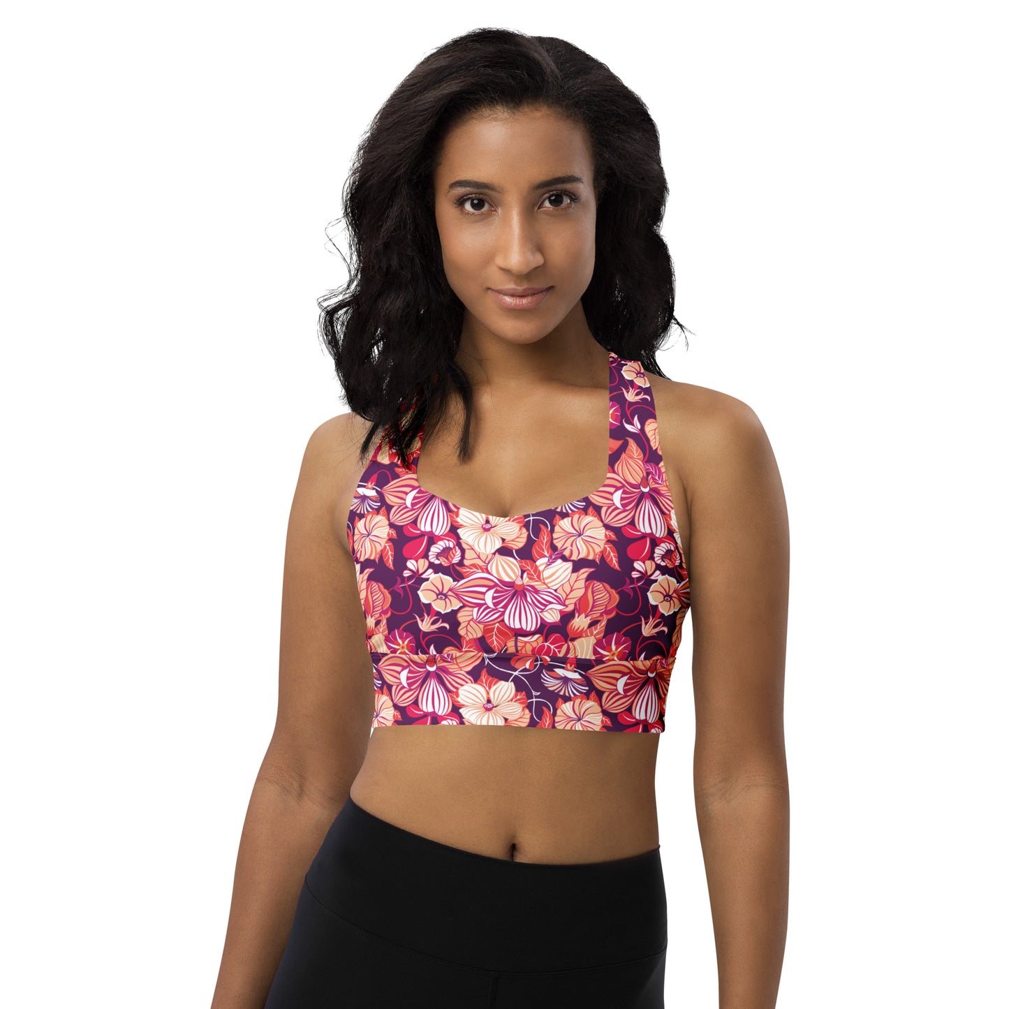 Mystic Petals Longline Sports Bra