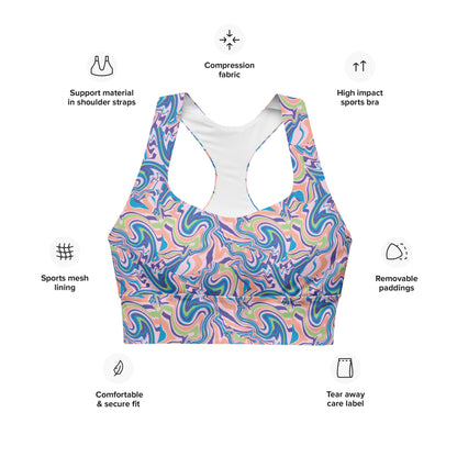 Marble Wave Longline Sports Bra