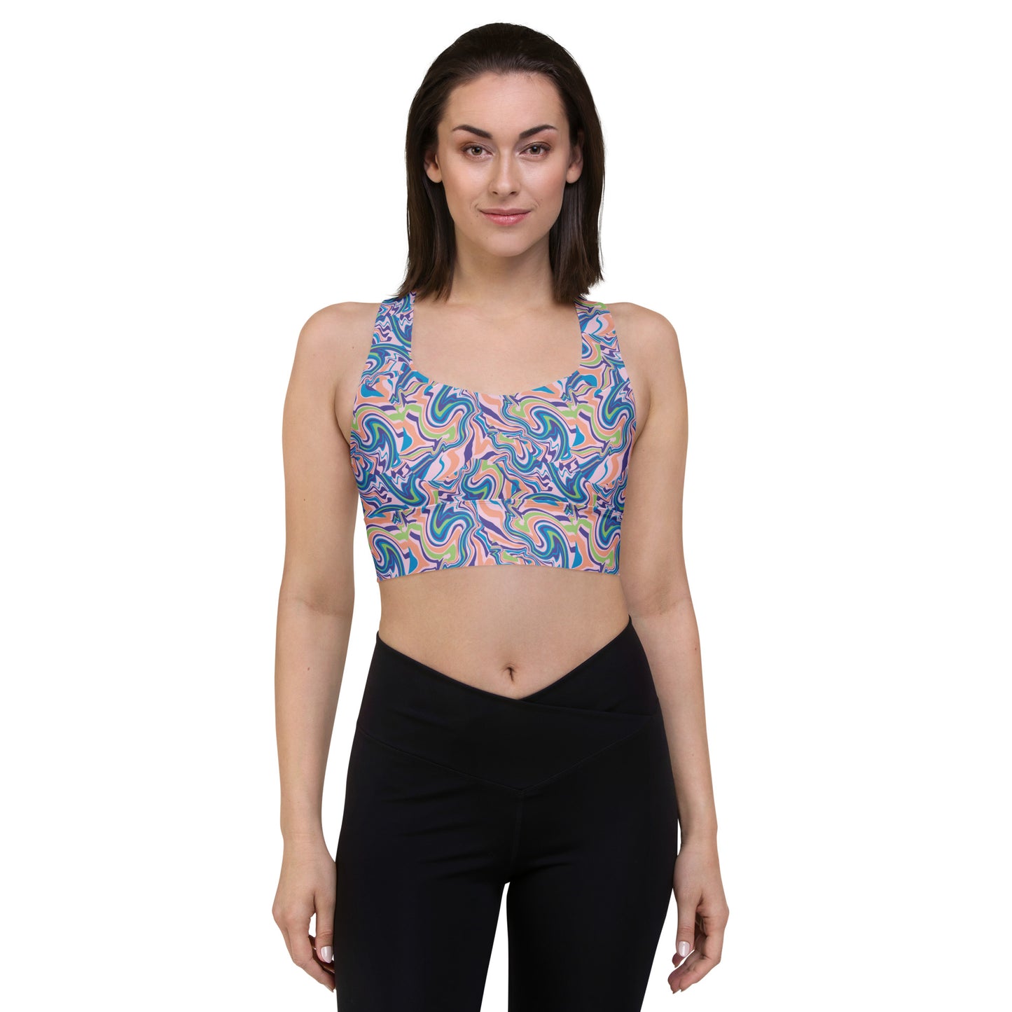 Marble Wave Longline Sports Bra