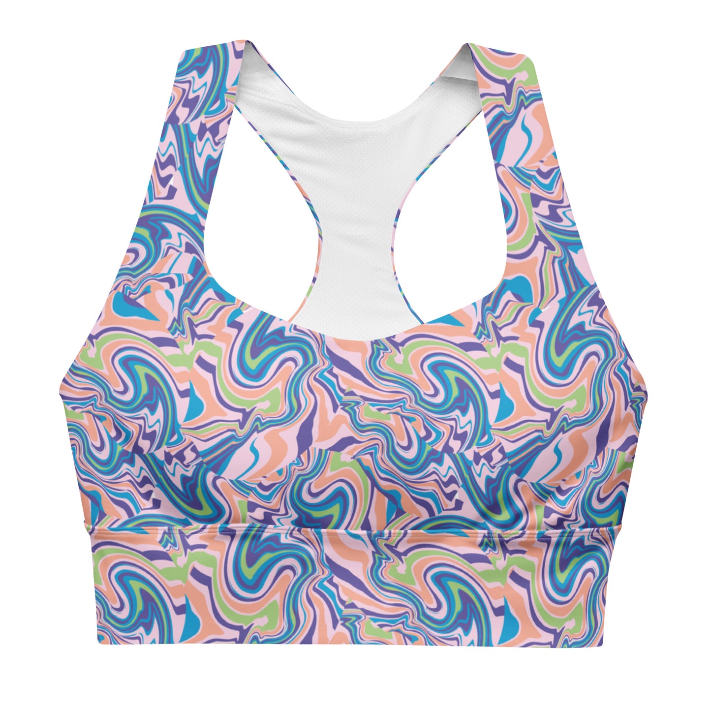 Marble Wave Longline Sports Bra