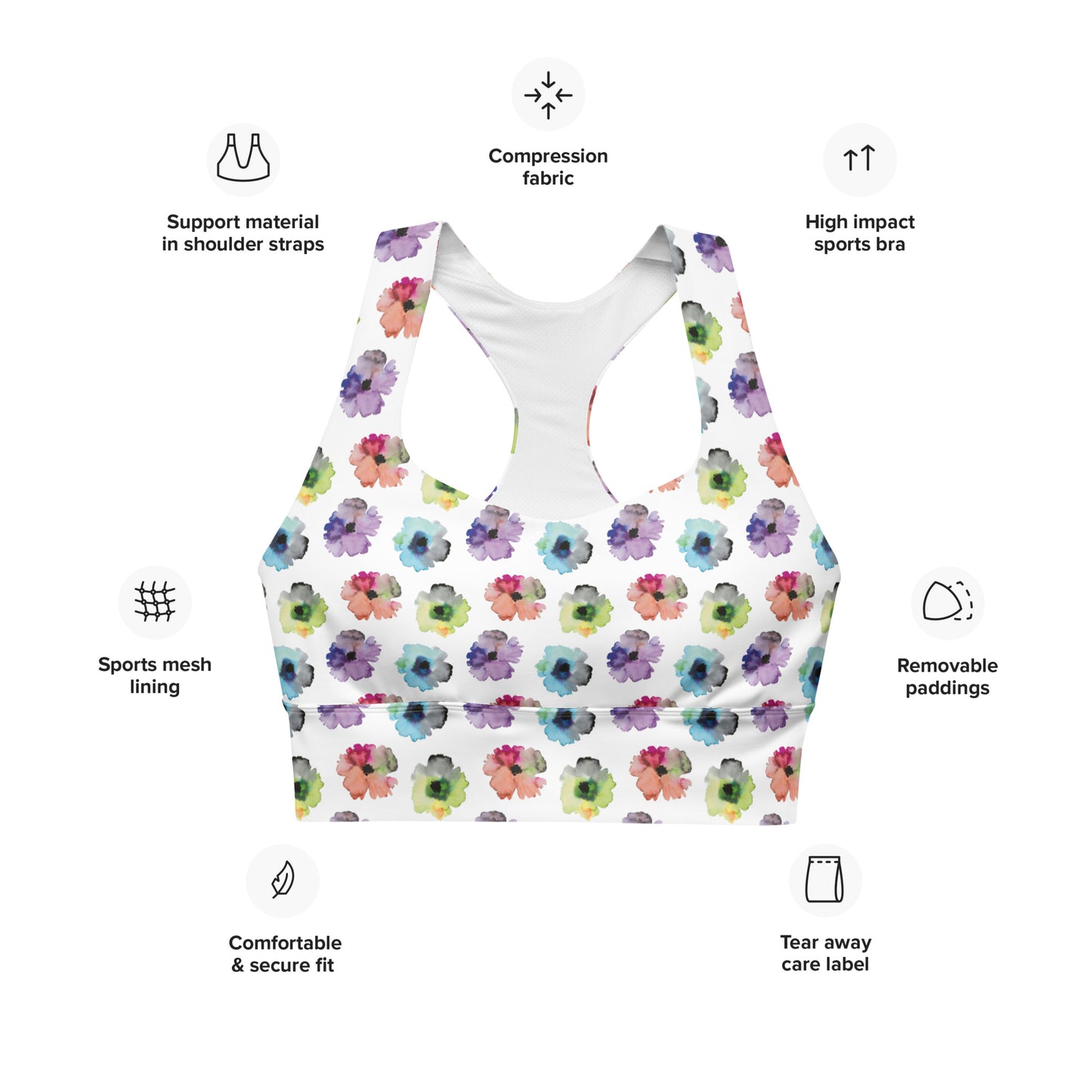 Floral Fiesta Longline Sports Bra