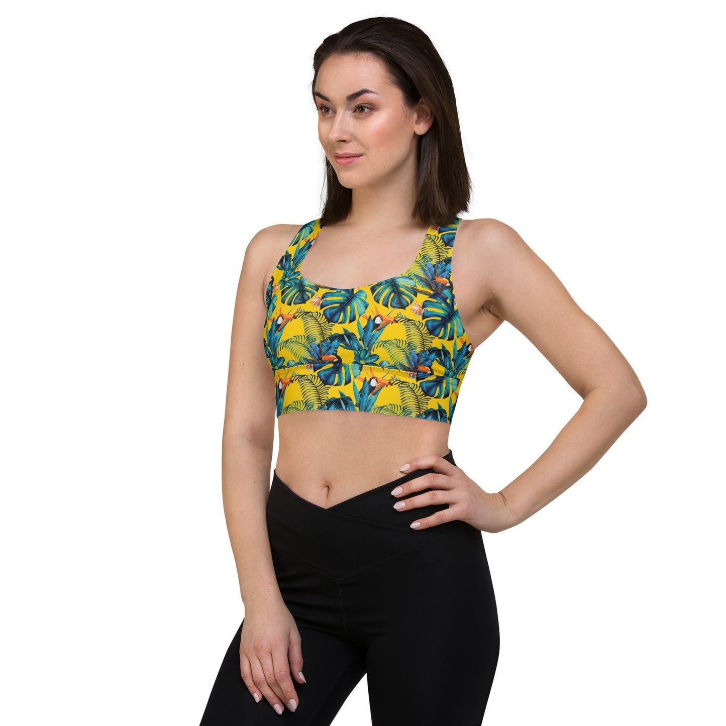 Lemon Leaf Longline Sports Bra