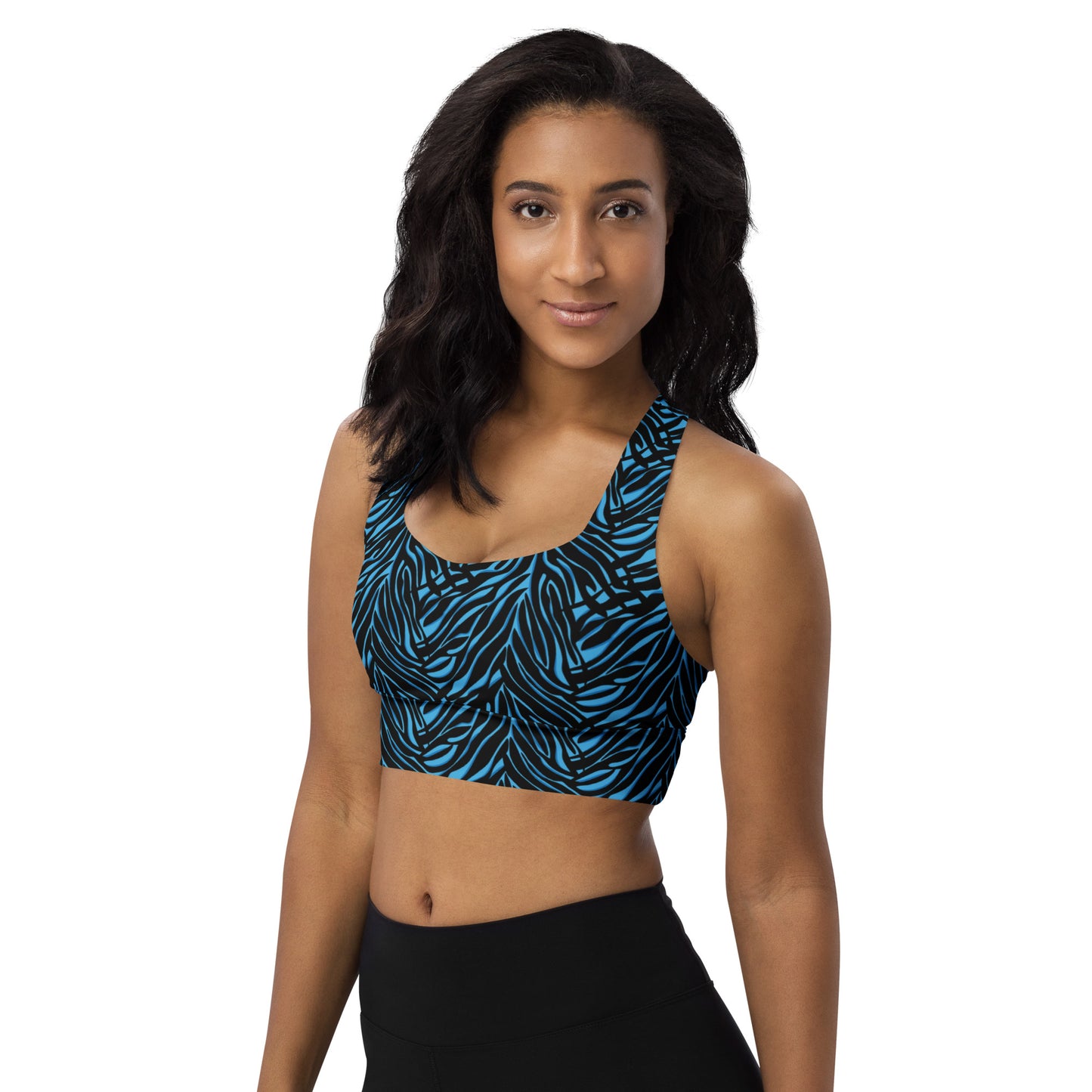 Azure Instinct Blue Longline Sports Bra