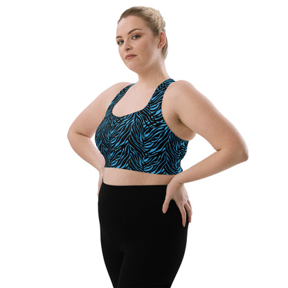 Azure Instinct Blue Longline Sports Bra