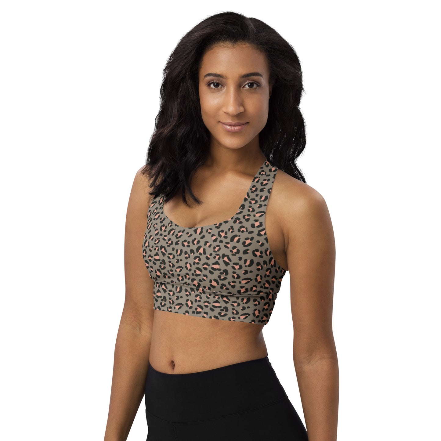 Grey Leopard Elite Longline Sports Bra