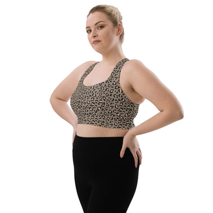 Grey Leopard Elite Longline Sports Bra