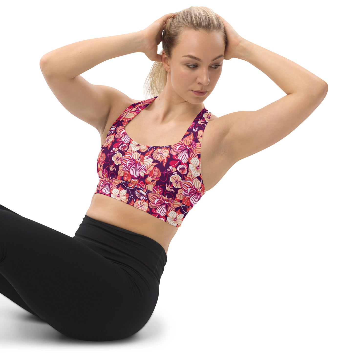 Mystic Petals Longline Sports Bra