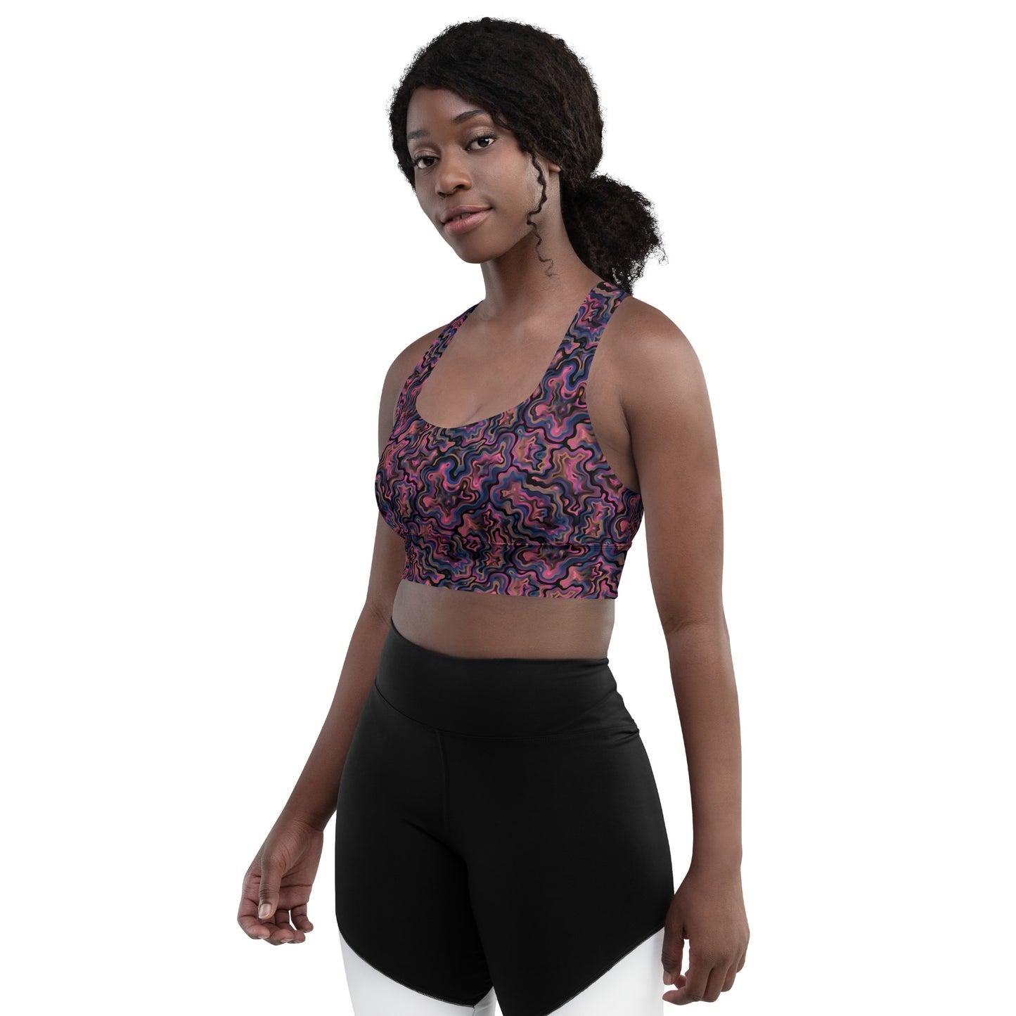 Marble Mirage Longline Sports Bra