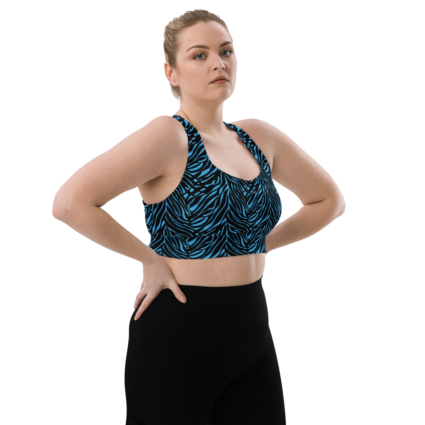 Azure Instinct Blue Longline Sports Bra