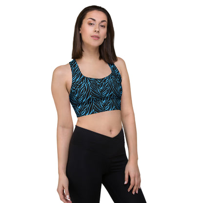 Azure Instinct Blue Longline Sports Bra