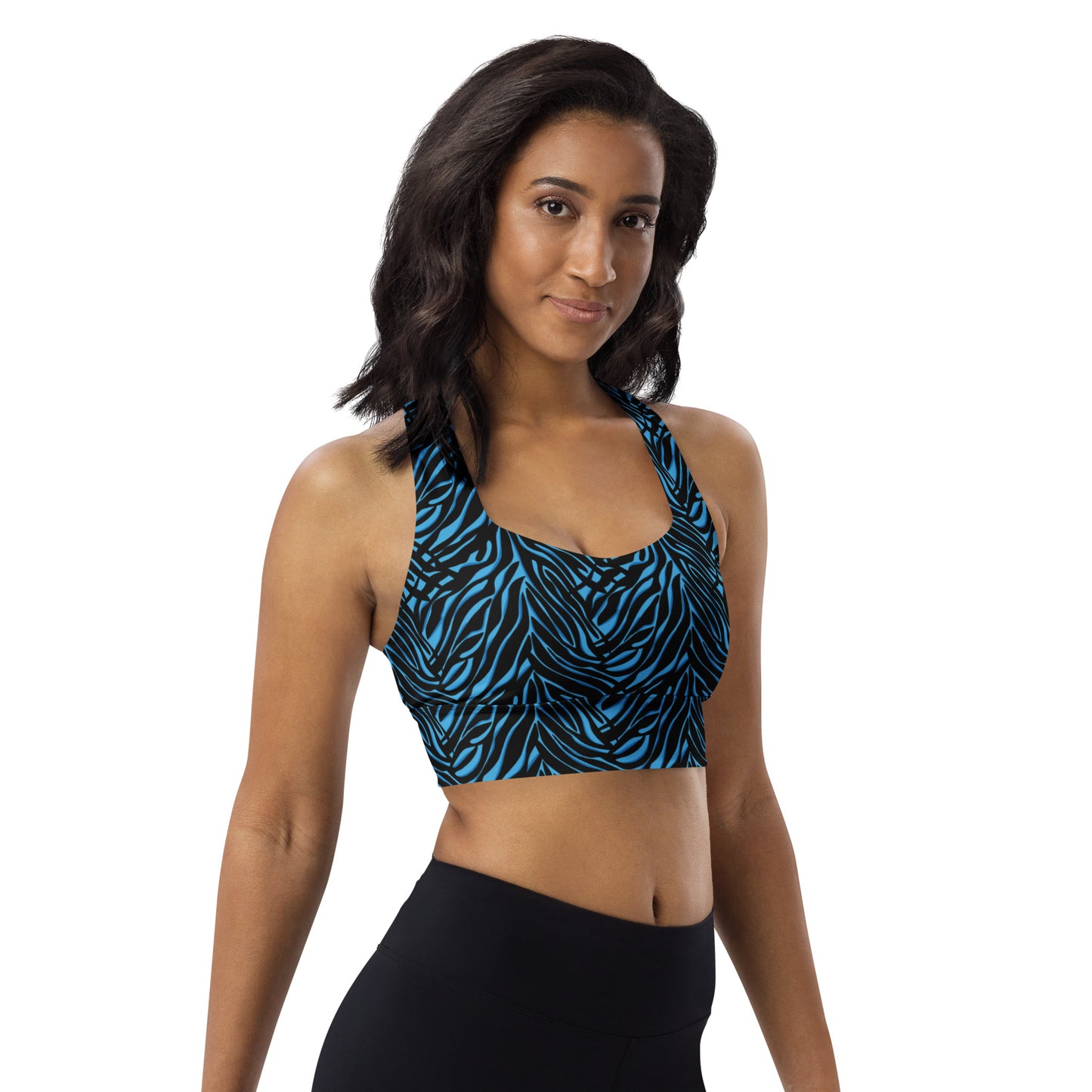 Azure Instinct Blue Longline Sports Bra