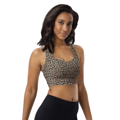 Grey Leopard Elite Longline Sports Bra