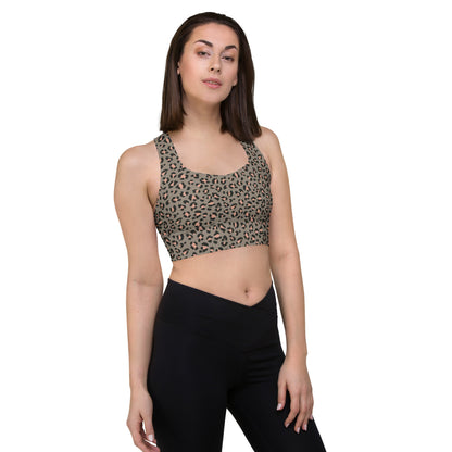 Grey Leopard Elite Longline Sports Bra