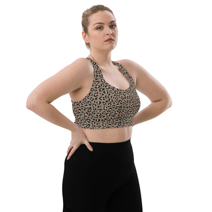 Grey Leopard Elite Longline Sports Bra