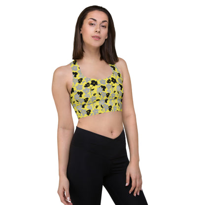 Golden Blossom Longline Sports Bra