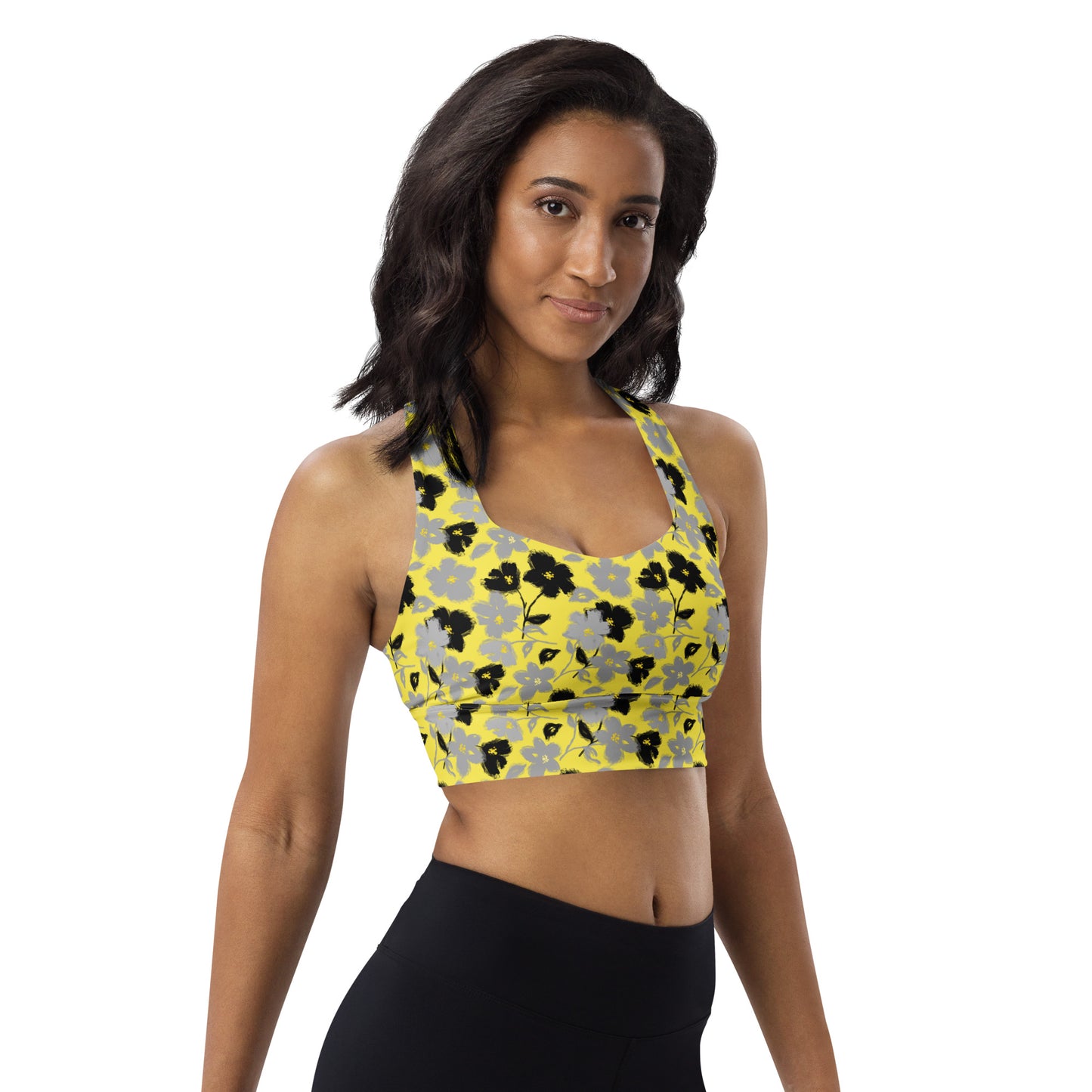 Golden Blossom Longline Sports Bra