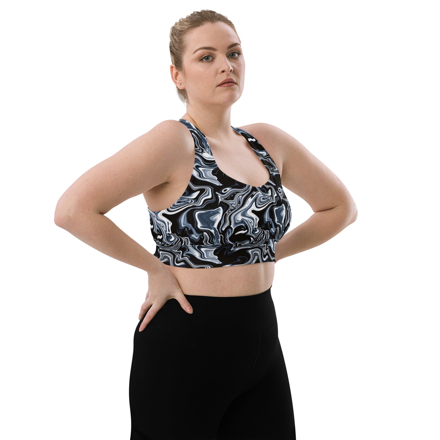 Midnight Marbles Longline Sports Bra