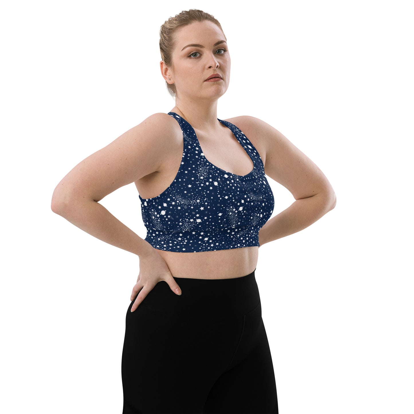 Starry Night Blue Longline Sports Bra