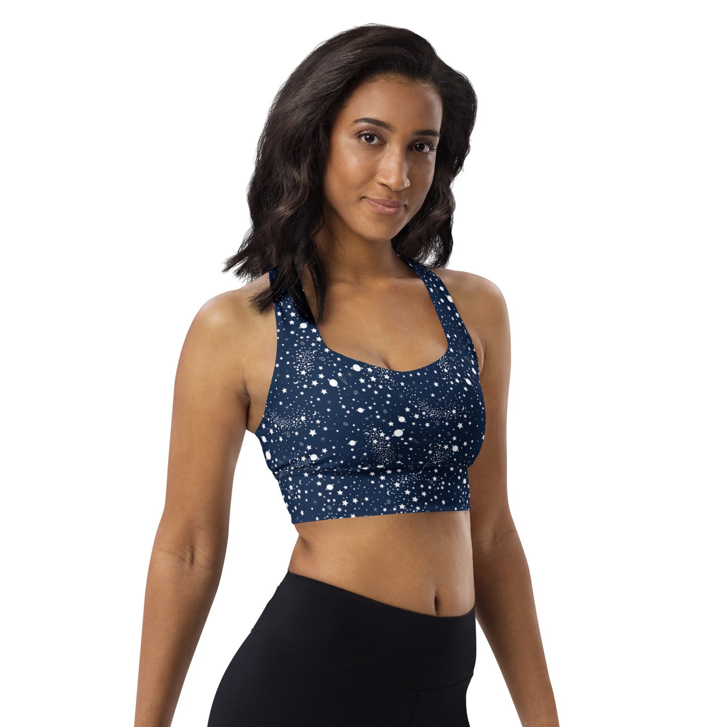 Starry Night Blue Longline Sports Bra