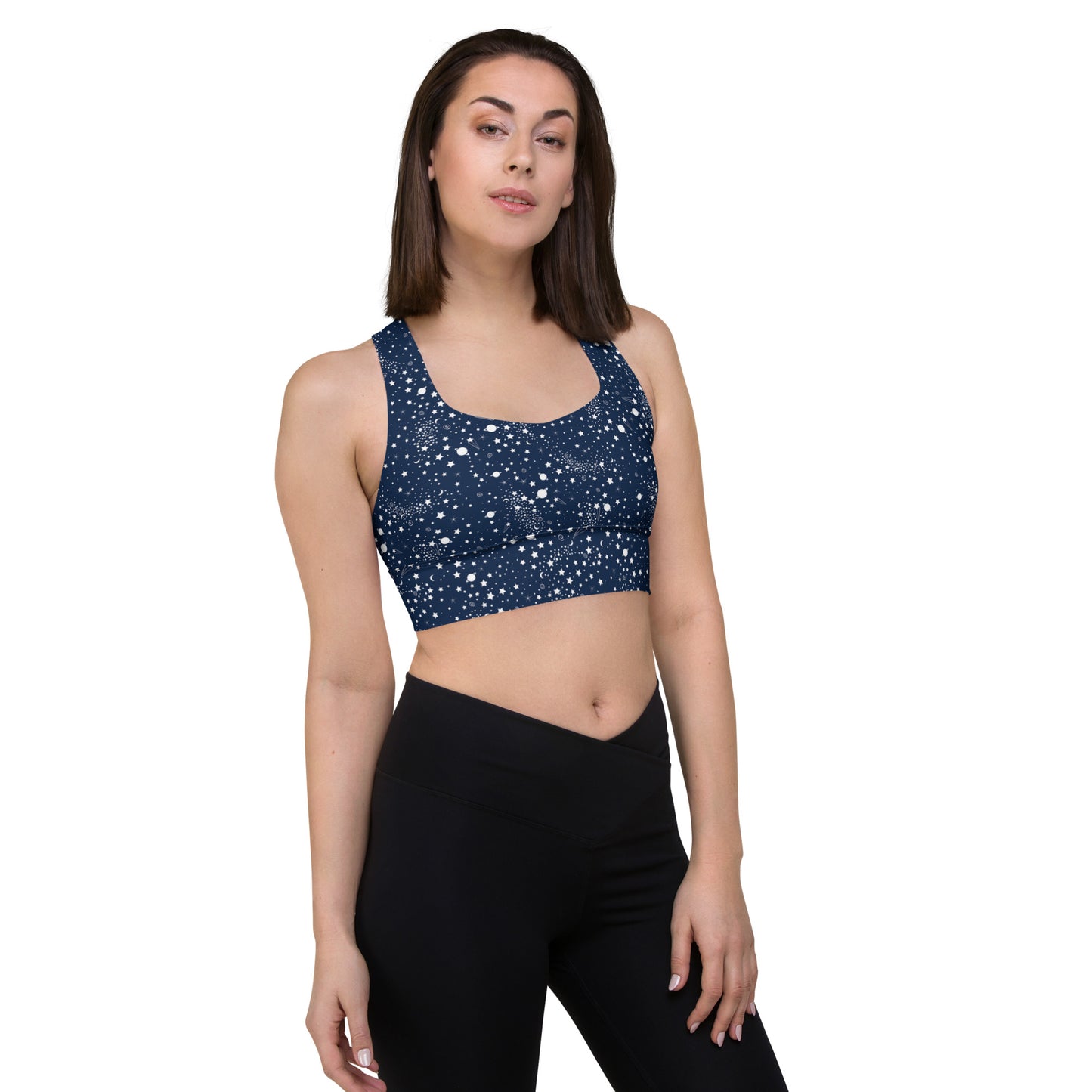 Starry Night Blue Longline Sports Bra