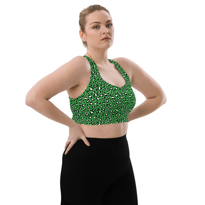 Green Leopard Longline Sports Bra