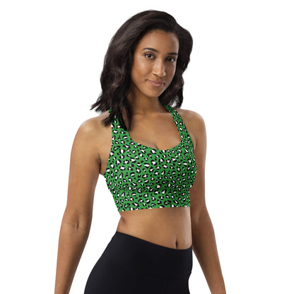 Green Leopard Longline Sports Bra