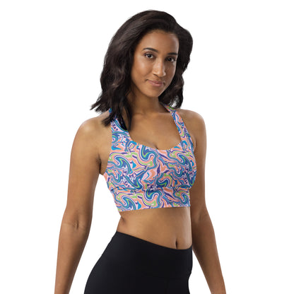 Marble Wave Longline Sports Bra