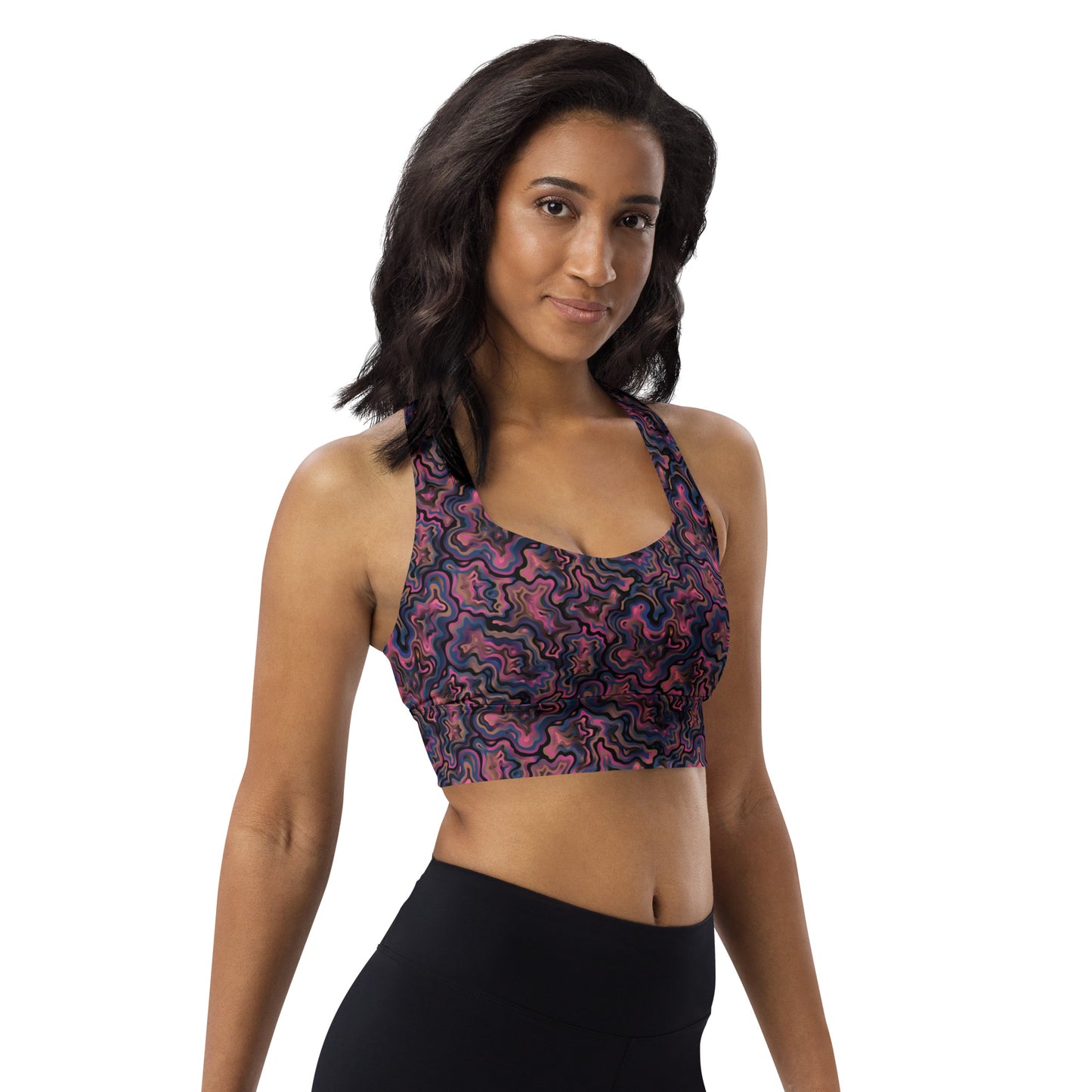 Marble Mirage Longline Sports Bra