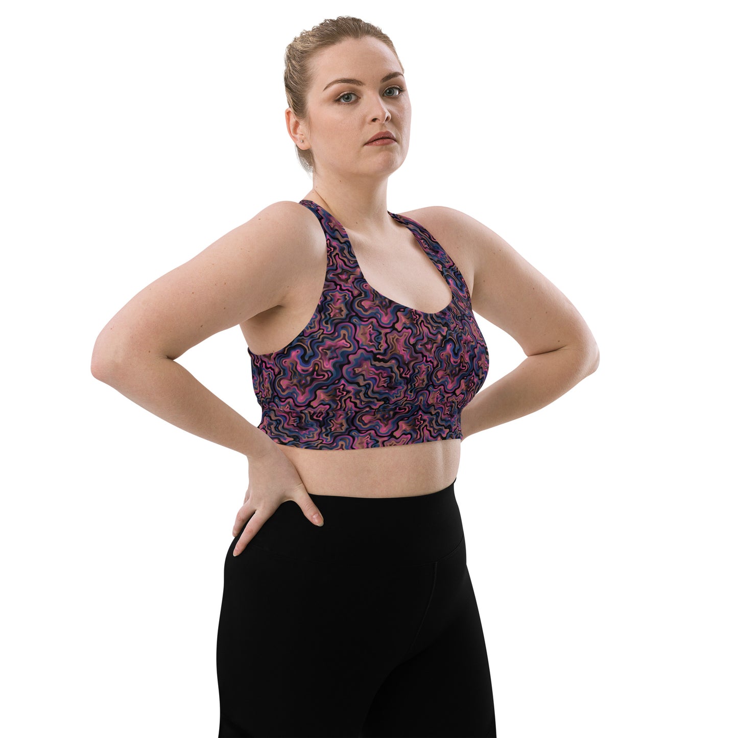 Marble Mirage Longline Sports Bra