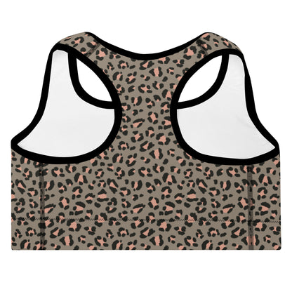 Grey Leopard Power Padded Sports Bra