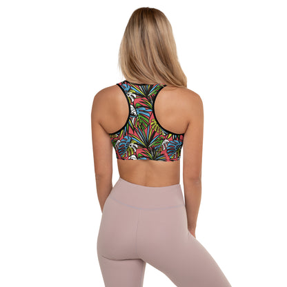 Multicolored Leafy Mix Padded Sports Bra